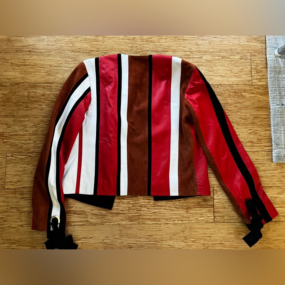 Leather color blocked Derek Lam 10 Crosby striped leather jacket - Picture 9 of 12